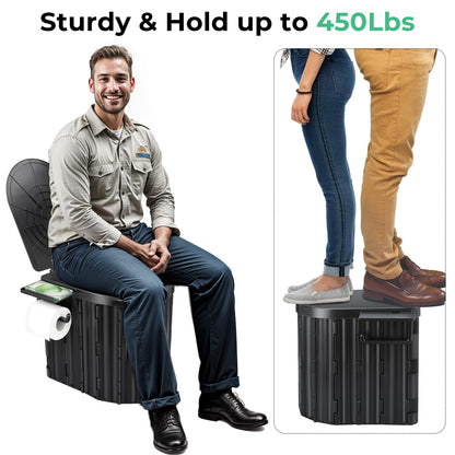 Sckee Camping Toilet, Portable Toilet for Adults, Portable Travel Folding Toilet with Lid and Paper Holder, Compact Potty for Car, Camp Toilet Portable Toilet for Camping, Hiking,Truck, RV, Beach