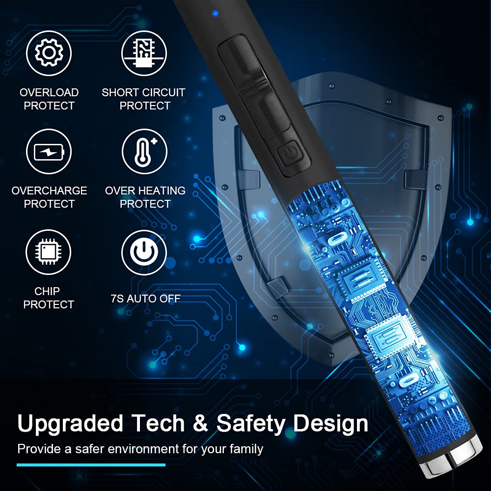 ARECTECH Rechargeable Electric Candle Lighter Arc Plasma Windproof Lighter for Candle Kitchen Birthday Gift for Mom Men Wife with Type-C Cable Black