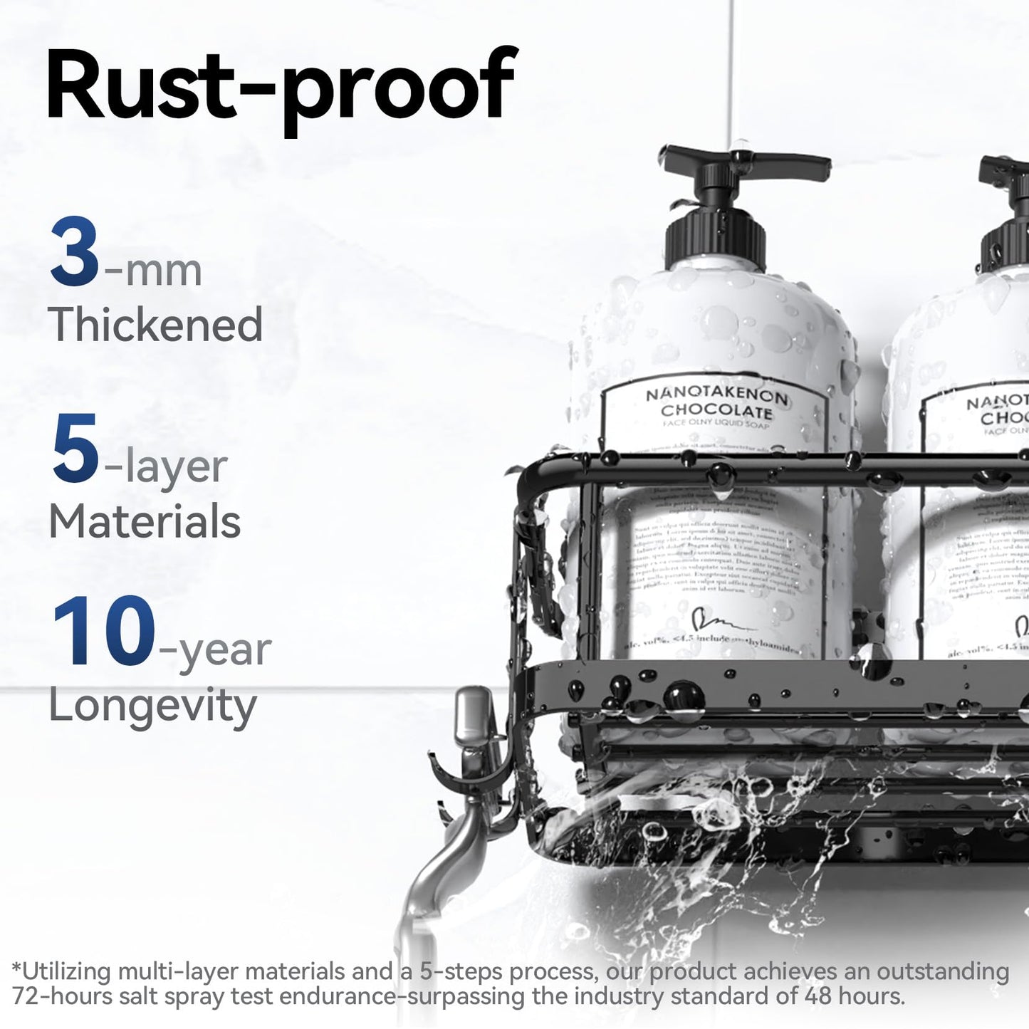 YASONIC Shower Caddy, 100% Rustproof Shower Shelves for Inside Shower, No Drilling Bathroom Organizers and Storage, 6 Pack Large Capacity Bathroom Caddy for Kitchen & Home Decor