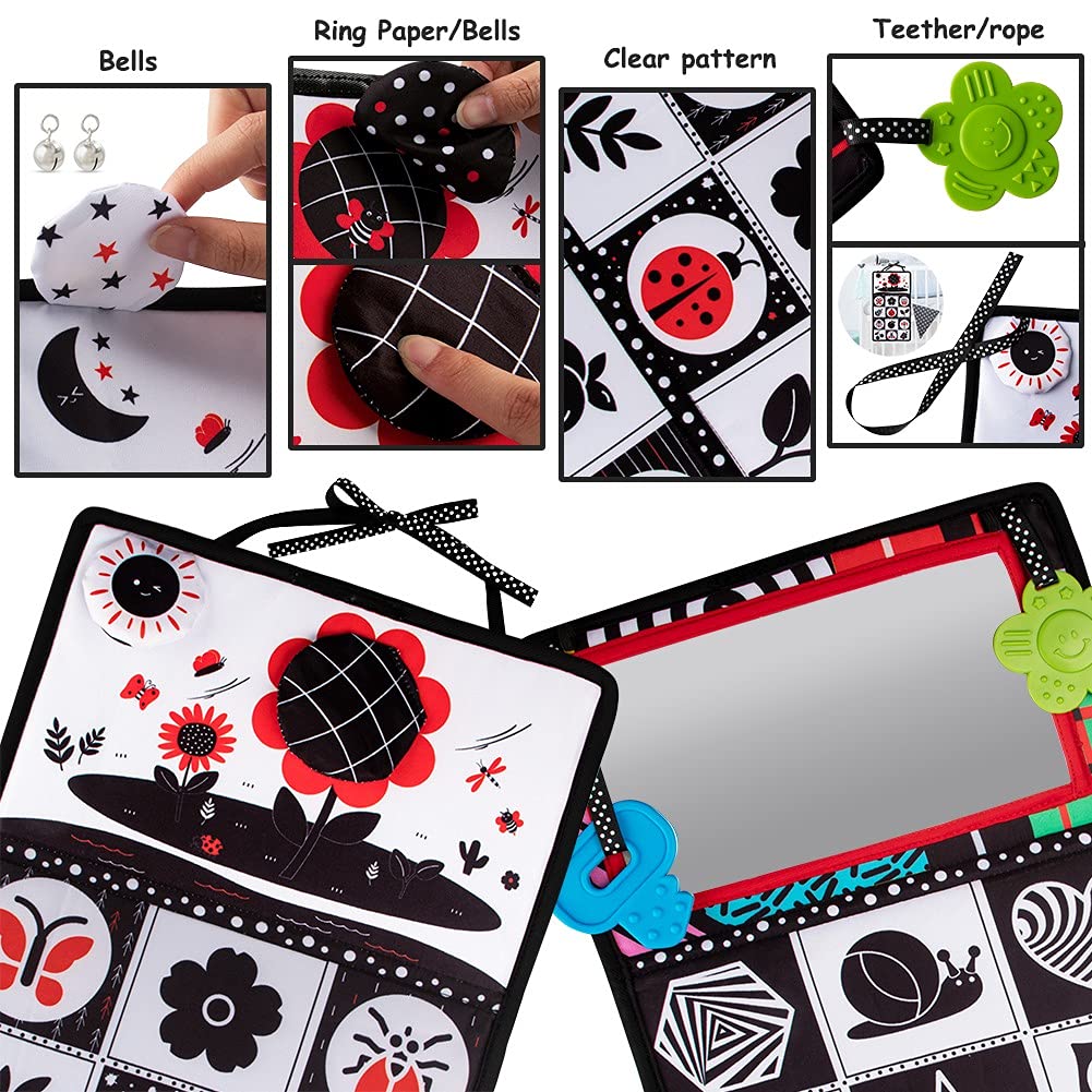 teytoy Tummy Time Mirror Infant Newborn Toys 0-3 Months Brain Developmental Baby Mirror Tummy Time Black and White High Contrast Baby Toys 4 6 9 12 Month Boys Girls Crawling Sensory Toy