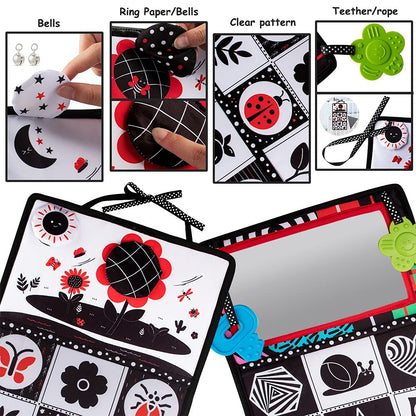 teytoy Tummy Time Mirror Infant Newborn Toys 0-3 Months Brain Developmental Baby Mirror Tummy Time Black and White High Contrast Baby Toys 4 6 9 12 Month Boys Girls Crawling Sensory Toy