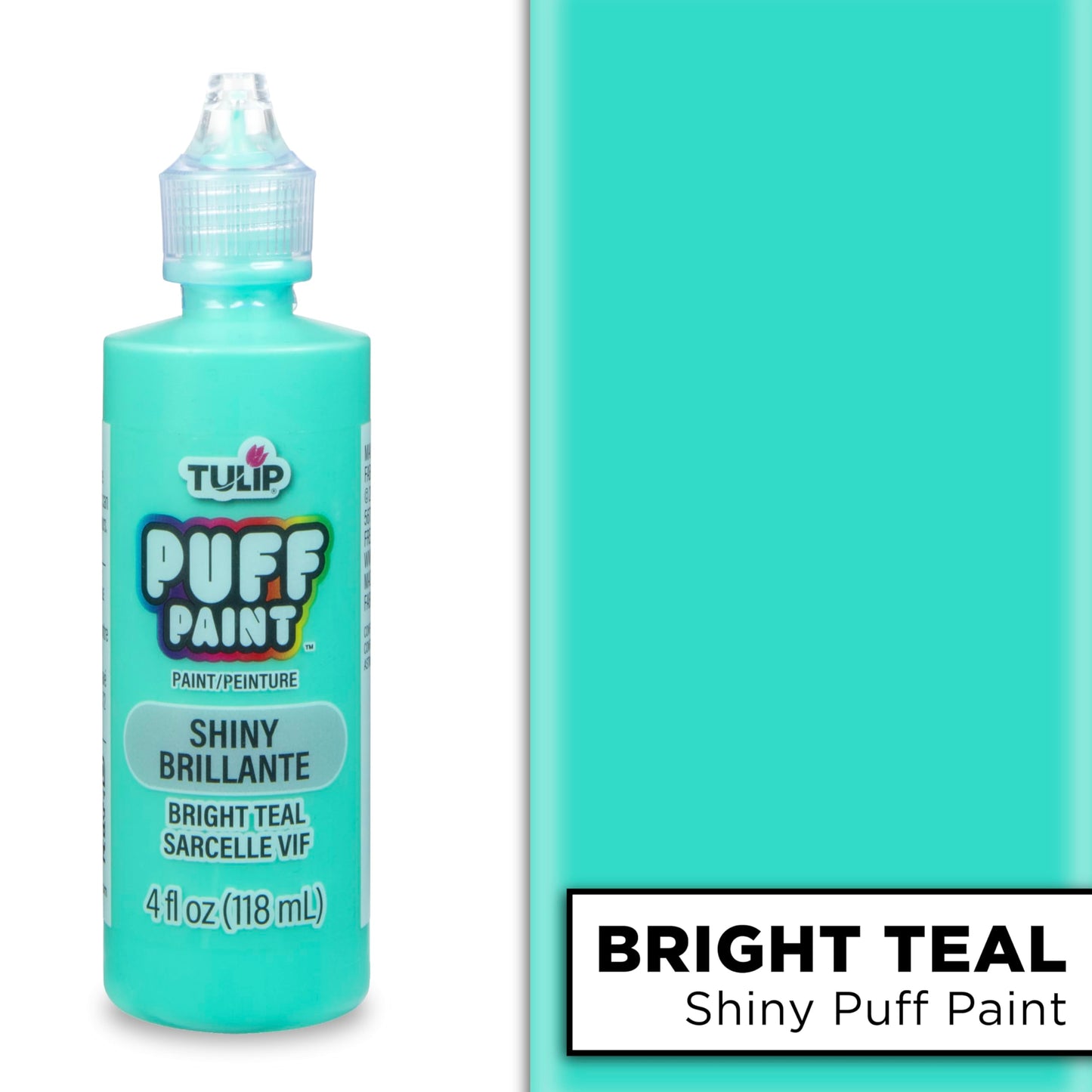 Tulip Puff Fabric Paint, Acrylic Craft Paint, 4 fl oz, Bright Teal, for Clothes, DIY Projects, Non-Toxic