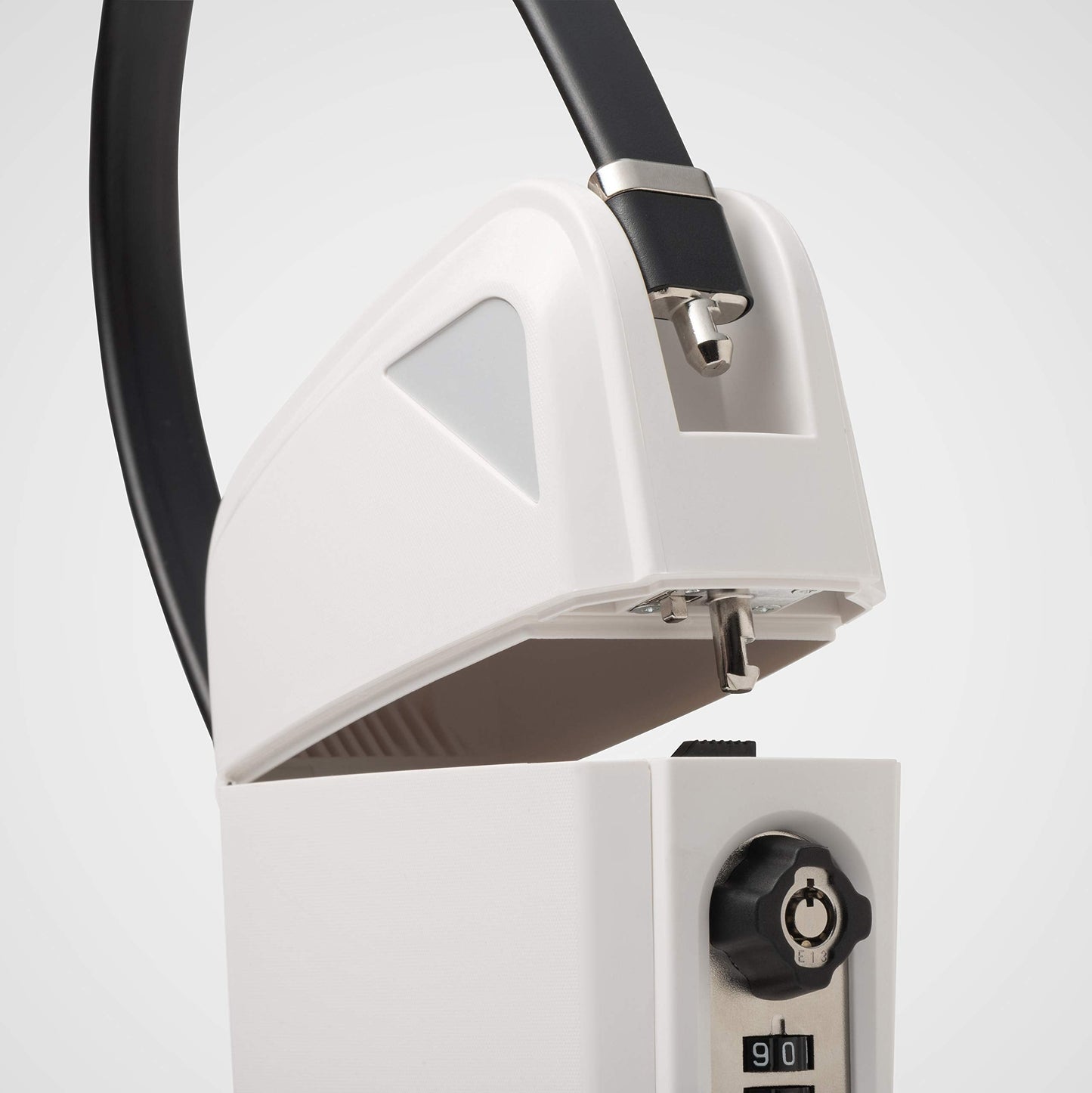 SAFEGO Portable Indoor/Outdoor Lock Box Safe with Key and Combination Access (Compact, White)