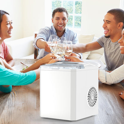 SMUG Ice Makers Countertop with Handle, Portable Ice Machine, 9 Bullet Ice Cubes in 6 Mins, 26lbs in 24Hrs, Auto-Cleaning, with Basket and Scoop, for Home, Kitchen, RV, Camping, White