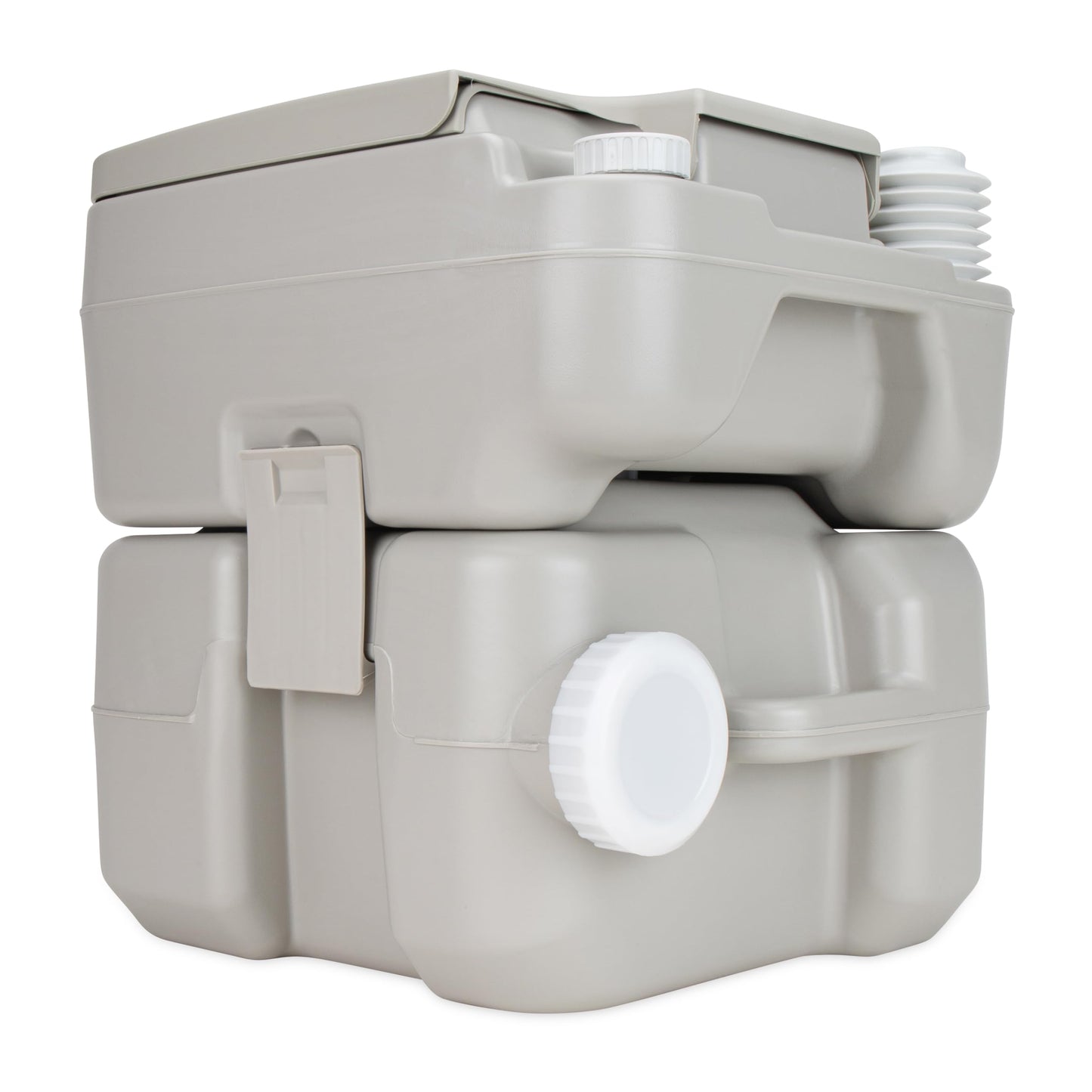 Camco 5.3-Gallon Portable Toilet - Features Detachable Holding Tank w/Sealing Slide Valve & Bellow-Type Flush - Easy Transport w/Compact Lightweight Design & Carry Handle - Gray (41541)