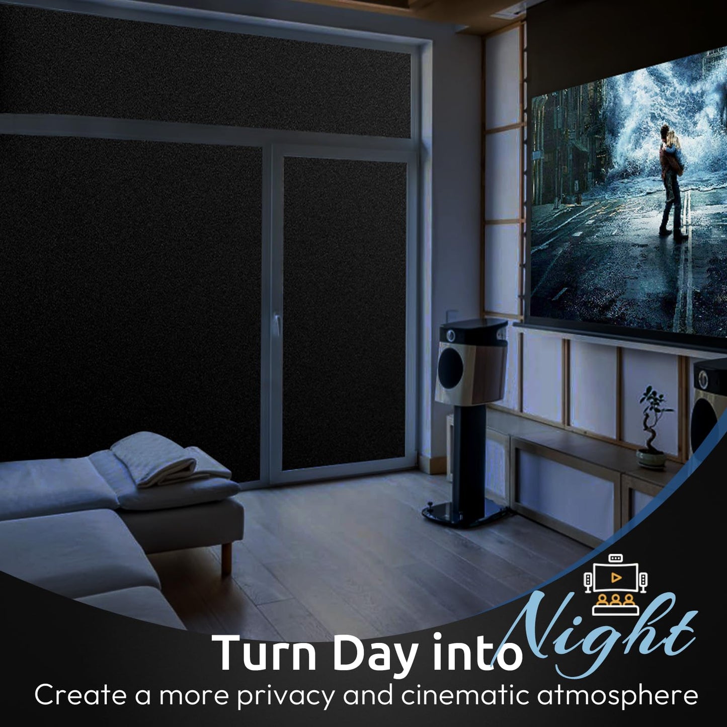 rabbitgoo Blackout Window Film, Sun Heat Blocking Privacy Cover for Glass, Removable Opaque Room Darkening Dark Black Out Window Covers Tint Shades for Home Day Sleep Light Blocker 11.8 x 157 Inches