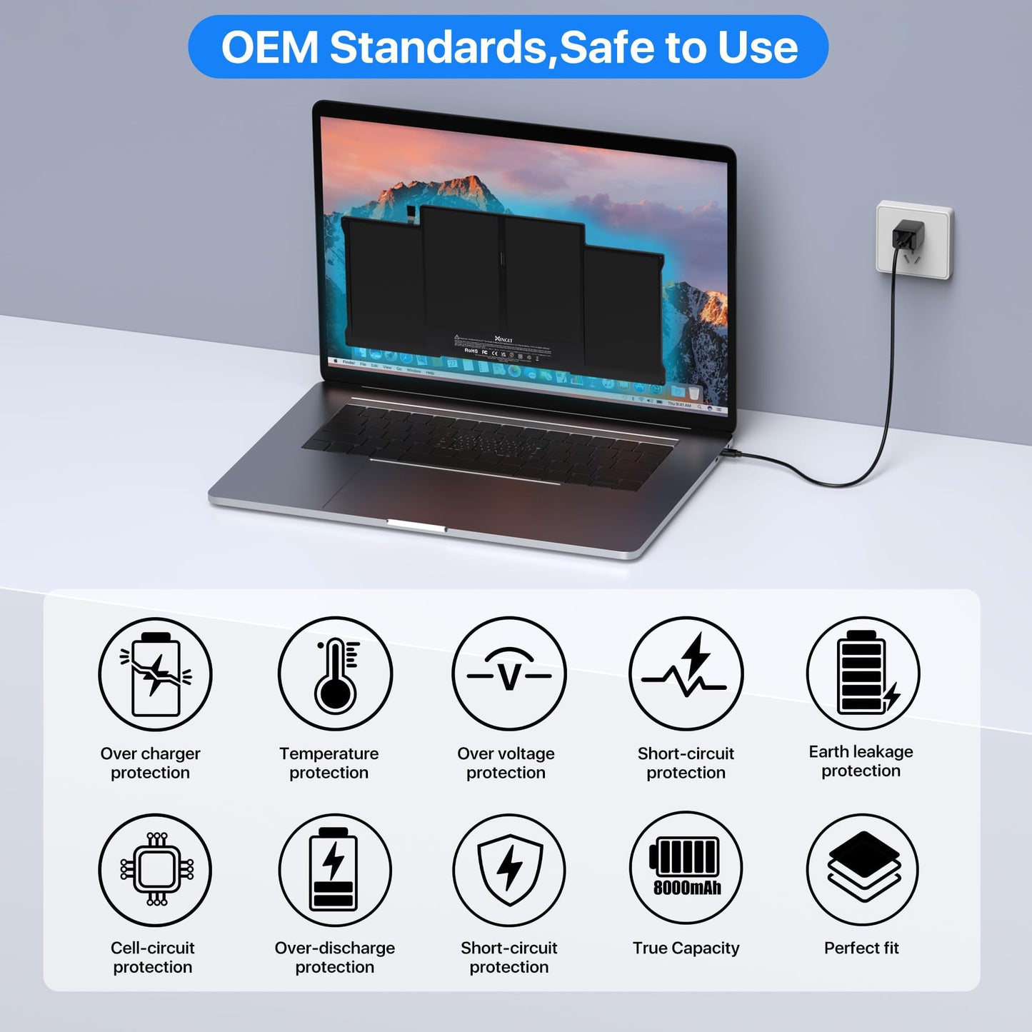 XINGLT Replacement Laptop Battery for MacBook Air 13 inch A1466(Mid 2012, Mid 2013, Early 2014, Early 2015,2017) A1369(Late 2010, Mid 2011 Version) 7200mAh,fits A1496 A1405 A1377 [Upgraded 3.0]