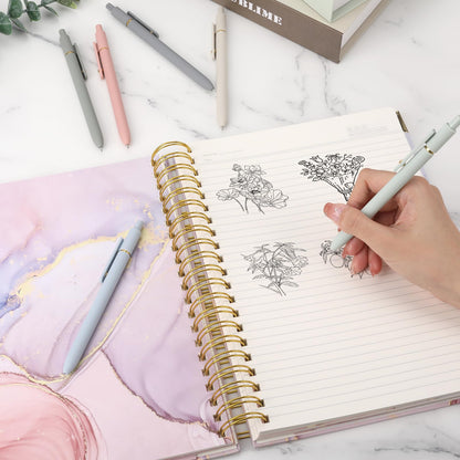 Ddaowanx Gel Pens, 6 Pcs 0.5mm Quick Dry Black Ink Pens Fine Point Smooth Writing Pens, Cute Office School Supplies Gifts for Women