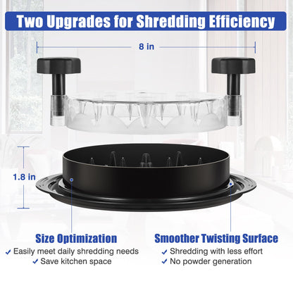 Chicken Shredder Tool Twist: 2025 Pro Food-Grade Visible Meat Shredder with Strong Anti-Slip Base, Ergonomic Handle, Chicken Breast Shredder, Suitable for Pork Beef Chicken - Black