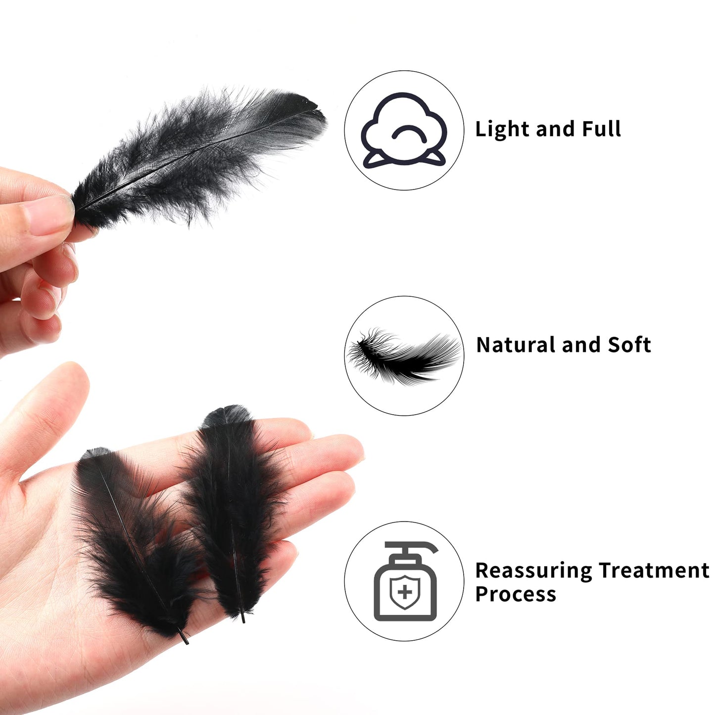 Soarer Black Craft Feathers Bulk - 300pcs 3-5inch Natural Feathers for Wedding Home,Dream Catcher Supplies,DIY Crafts and Halloween Holiday Party(Black)