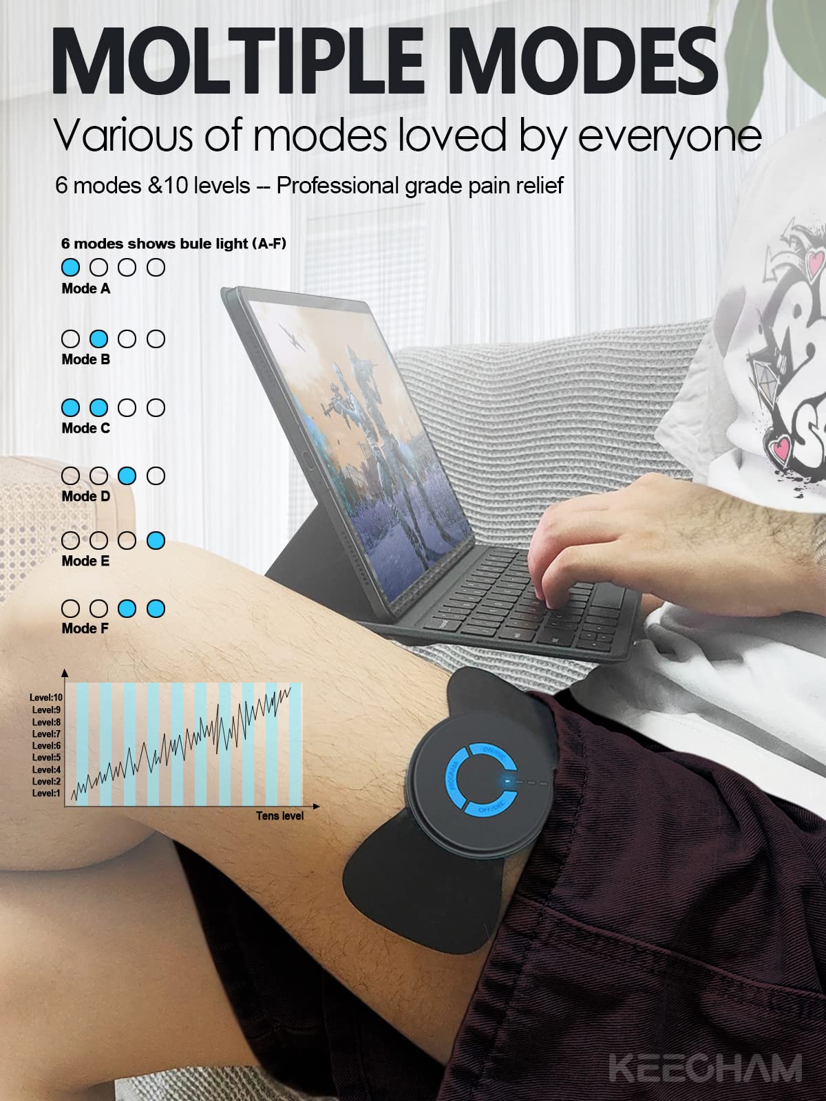 Tens Black Unit with 2 Pads,EMS Microcurrent Mini Massager Machine,Low Frequency Multi Function Physiotherapy Instrument Muscle Stimulator,Full Body Pain Relief Therapy Device