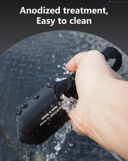 Ultralight Backpacking Trowel Aluminum Shovel Small Potty Multitool with Longer Handle Design Essential for Hiking, Camping and Survival Bags(Black 1 Pack)