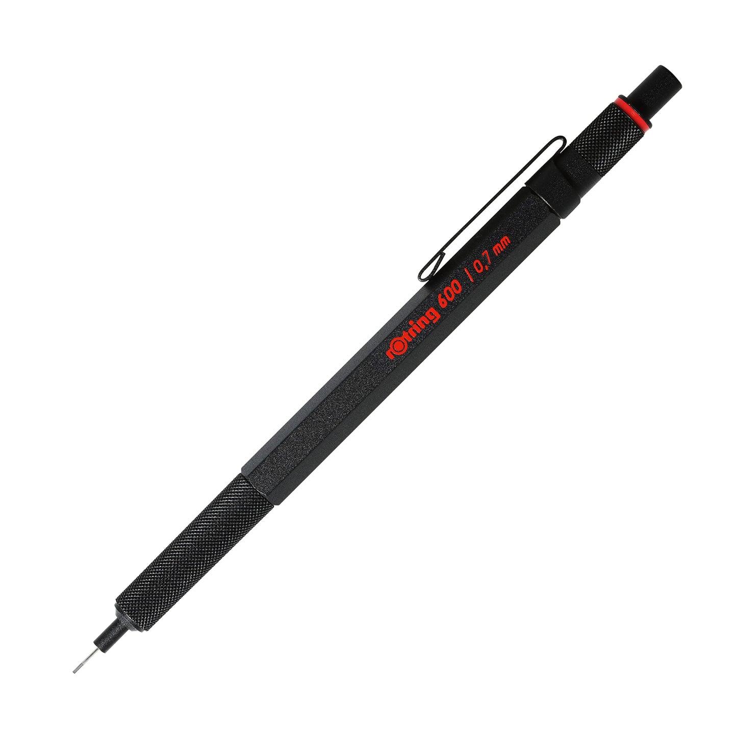 rOtring 600 Mechanical Pencil | 0.7 mm | Black All-Metal Body Propelling Pencil | Non-Slip Knurled Grip & Hexagonal Barrel