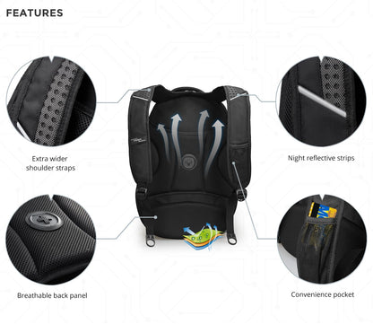 Swissdigital Design Men's Laptop Backpack for College and Business Travel with Integrated USB Charging Port and RFID Protection Fits Laptops up to 15.6 in, Black | J14-BR