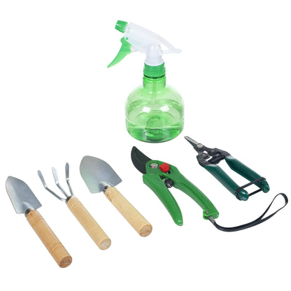 Pure Garden 7 Piece Gardening Tool Set – Mini Planting and Repotting Kit and Carrying Tote Bag Organizer for Succulents, Herbs, and Bonsai Plants