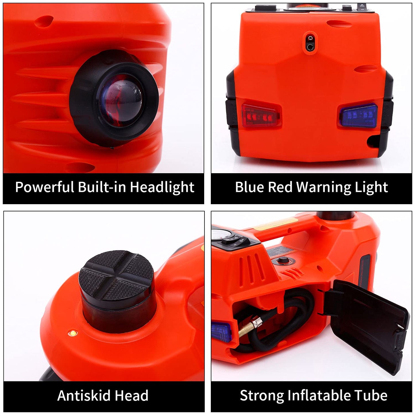 Trihelper Electric Car Jack 5 Ton 12V Floor Jack Hydraulic Jack Stand Car Lift Jack with Integrated Tire Pump for SUV Truck Sedan Vehicle Roadside Emergency Tire Change