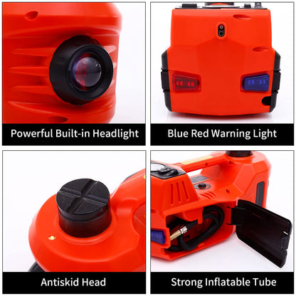 Trihelper Electric Car Jack 5 Ton 12V Floor Jack Hydraulic Jack Stand Car Lift Jack with Integrated Tire Pump for SUV Truck Sedan Vehicle Roadside Emergency Tire Change