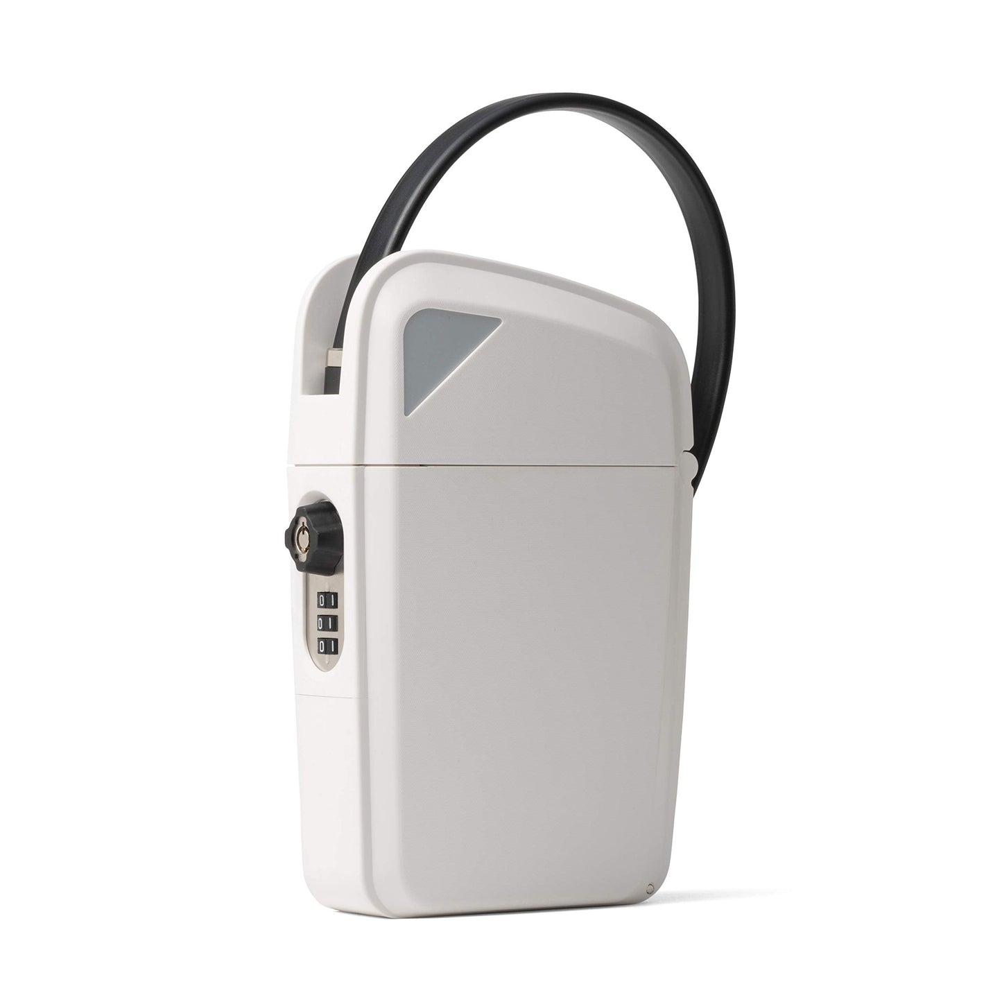 SAFEGO Portable Indoor/Outdoor Lock Box Safe with Key and Combination Access (Compact, White)