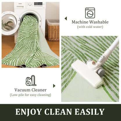 YIHOUSE Green Rug for Living Room, 6×9 Modern Abstract Area Rug, Geometric Contemporary Wave Striped Rugs for Playroom Nursery, Washable Nonslip Large Ultra-Thin Rug for Bedroom Dining Room