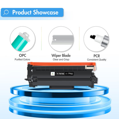 TN760 TN730 Toner for Brother Printer: Compatible for Brother TN 760 730 TN-730/TN-760 High Yield Black for MFC-L2710DW MFC-L2750DW HL-L2350DW HL-L2395DW DCP-L2550DW HL-L2390DW HL-L2370DW 4-Pack