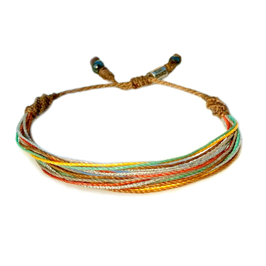 Colorful Spring String Bracelet for Women - Easter Basket Gift Handmade Knotted Macrame Pull Cord Friendship Bracelet by Rumi Sumaq