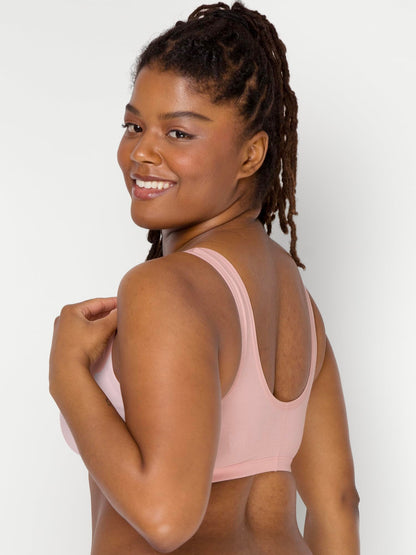 Fruit of the Loom womens Comfort Front Close With Mesh Straps Sports Bra, Blushing Rose, 34 US