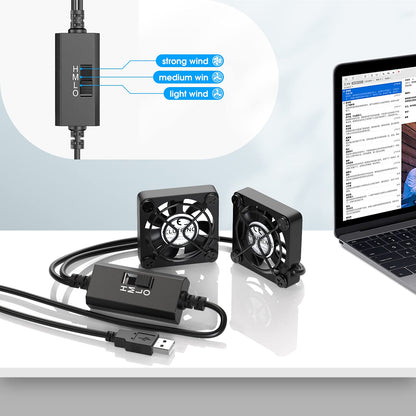 ELUTENG Dual 40mm USB Fan with 3 Speeds Adjustable 5V PC Fan Max 5500RPM 40mm * 40mm * 25mm Mini Case Fan Quiet Computer Fan Compatible for PC, TV Box, Router, Xbox, PlayStation