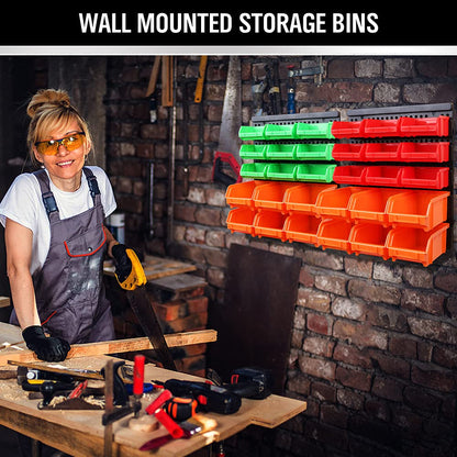 SWANLAKE 30PCS Wall Mounted Storage Bins, Plastic Garage Rack ,Screw Storage ,Tool Organizers.