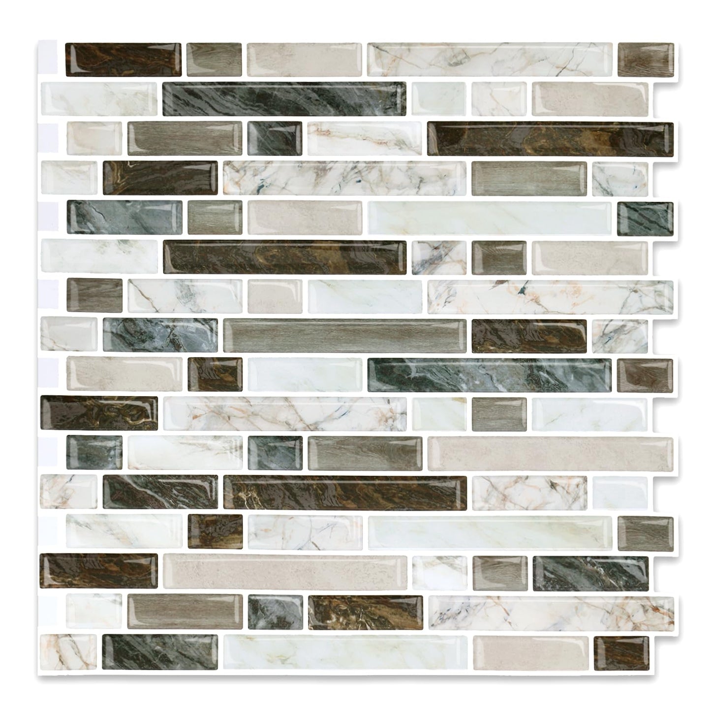 Yipscazo 10 Sheets Peel and Stick Backsplash for Kitchen Wall, 12''x12'' Waterproof Stick on Backsplash Smart Tiles for Bathroom,Removable Backsplash Wall Tiles in Brown