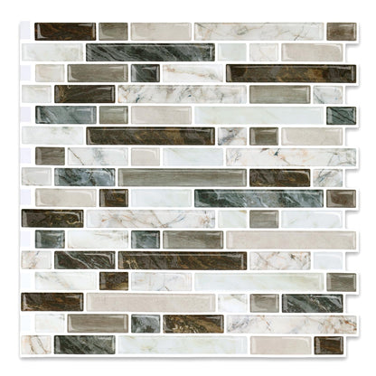 Yipscazo 10 Sheets Peel and Stick Backsplash for Kitchen Wall, 12''x12'' Waterproof Stick on Backsplash Smart Tiles for Bathroom,Removable Backsplash Wall Tiles in Brown