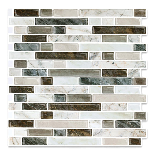 Yipscazo 10 Sheets Peel and Stick Backsplash for Kitchen Wall, 12''x12'' Waterproof Stick on Backsplash Smart Tiles for Bathroom,Removable Backsplash Wall Tiles in Brown