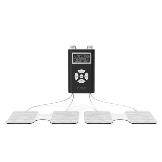 Pure Enrichment PurePulse Duo Dual Channel TENS & EMS Combo Muscle Stimulator - 14 Modes for Chronic Pain Relief, Adjustable Treatment Timer, Includes Reusable Electrode Pads, Storage Bag, & More
