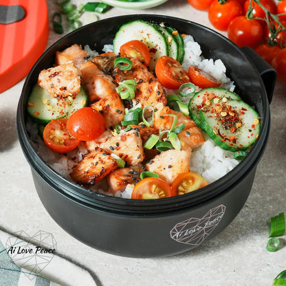 AI LOVE PEACE Ramen Bowl, 40 oz Microwaveable Noodle Cooker for Ramen, Pho, Soup, and Pasta, Dishwasher Safe and Portable, Ideal for Home, Office, Dorm, or Gift (Red)