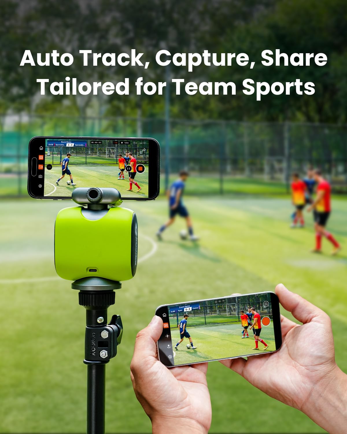 XbotGo Chameleon AI Auto Sports Action Camera - 4K 60FPS Soccer Camera and Basketball Tracking Camera for Team Sports, Live Streaming, No Subscription, Works with iOS & Android (Lava Graphite)