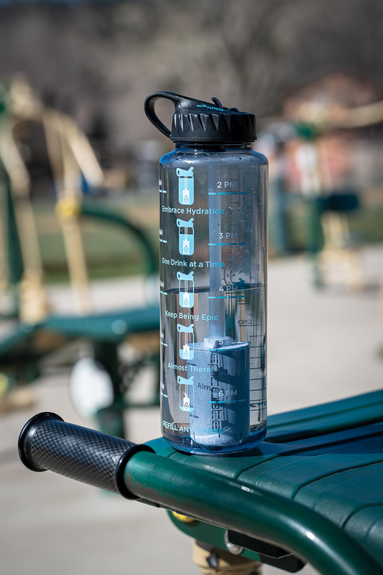 Epic Nalgene Filtered Motivational Water Bottle | Water Bottles With Times To Drink | USA Made Bottle and Filter | Dishwasher Safe | BPA Free with Time Marker | Removes 99.99% Tap Water Impurities