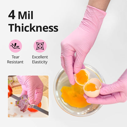 SwiftGrip Nitrile Exam Gloves, 4 Mil, Medium, Cherry Blossom, Food Safe Gloves Disposable Latex Free, Powder Free for Cleaning Supplies, Esthetician, Hair Dye, Tattoo Supplies (Box of 100)