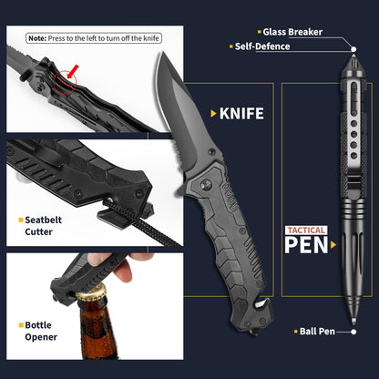 ASTNES Gifts for Men Him Dad, Survival Kits and Equipment 14 Pcs, Christmas Stocking Stuffers, Anniversary Birthday Gifts for Husband Boyfriend Guy, Camping Essentials, Cool Gadgets for Men