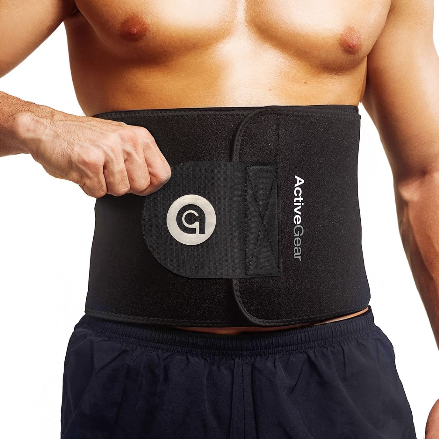 ActiveGear Waist Trimmer Belt for Stomach and Back Lumbar Support, Medium: 8" x 42" - Silver