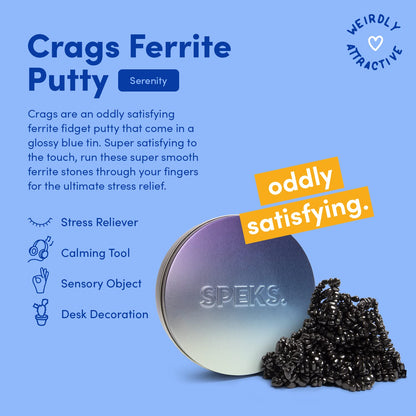 Speks Original Crags Ferrite Putty | 500+ Ferrite Stones in a Tin, Fidget Toy for Stress Relief, Sensory Desk Toy for Adults & Teens 14+ | Blue Gradient, Medium