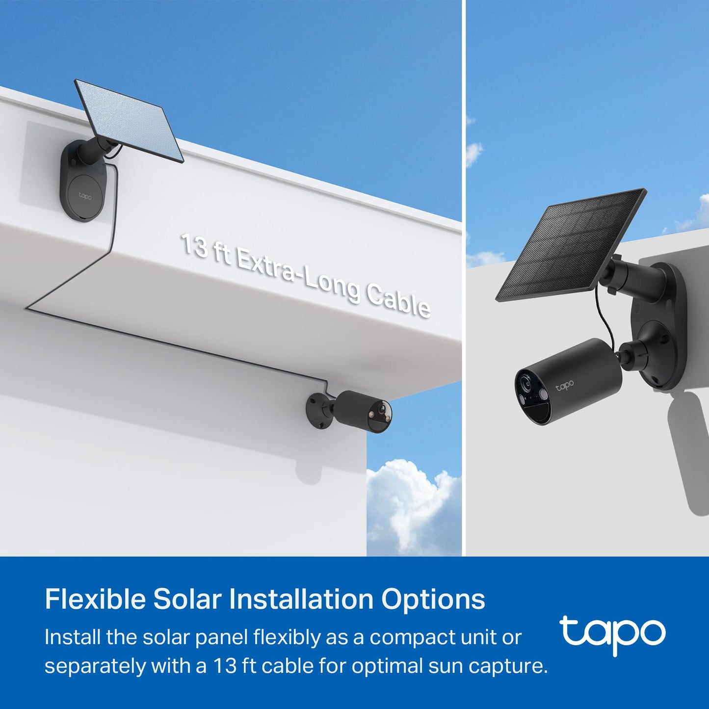 Tapo SolarCam C403 Kit, Outdoor Battery Camera w/Solar Panel, Wireless, 1080P, Free Person Detection, SD/Cloud Storage, Color Night Vision, Built-in Spotlights & Alarm, No Hub Needed, Black
