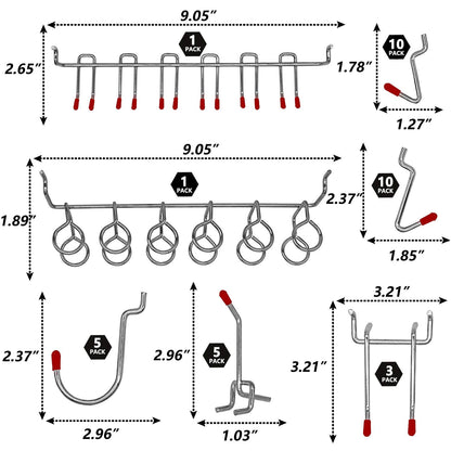 114 pcs Pegboard Hooks Assortment with Metal Hooks Sets, Pegboard Bins, Peg Locks for Organizing Storage System Tools