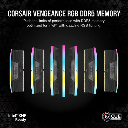 CORSAIR VENGEANCE RGB DDR5 RAM 32GB (2x16GB) 6000MHz CL36-44-44-96 1.35V Intel XMP 3.0 Computer Memory – Black (CMH32GX5M2E6000C36)