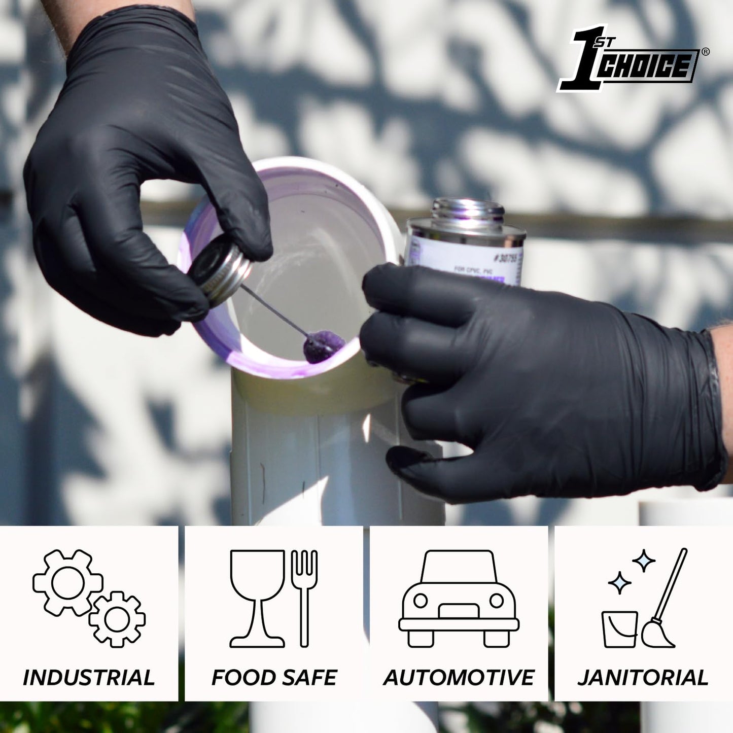 1st Choice XL Nitrile Gloves, Black Gloves Disposable Latex Free, Textured Black Gloves for Cooking - 5 mil, Box of 100