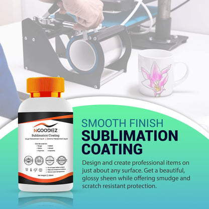 Sublimation Coating - 250ml Universal Coating Kit for Mugs, Tumbler, Ceramics, Wood, Glass, Metal - Sublimation Liquid Coating, Durable, High Gloss Finish - Sublimation Supplies and Accessories Kit