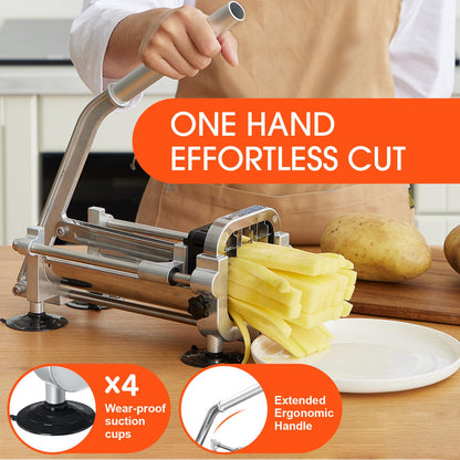 Befano French Fry Cutter, Stainless Steel Potato Cutter with 1/2 Inch, 3/8 Inch and 1/4 Inch Blades (Manual Cutter, 1/2 '' & 3/8 '' & 1/4 '' Blade)