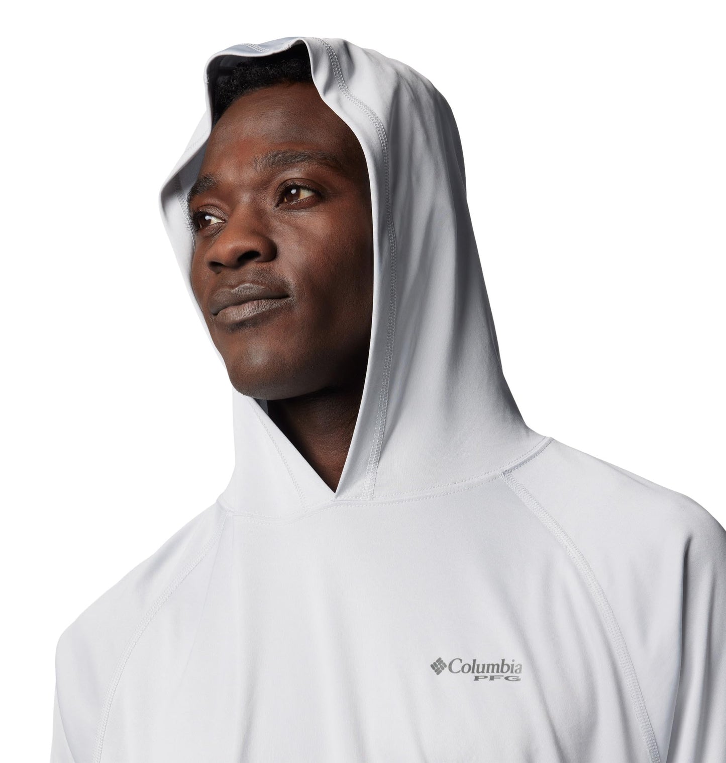 Columbia Mens PFG Terminal Tackle Long Sleeve Fishing Hoodie, Cool Grey/Vivid Blue Logo, Large