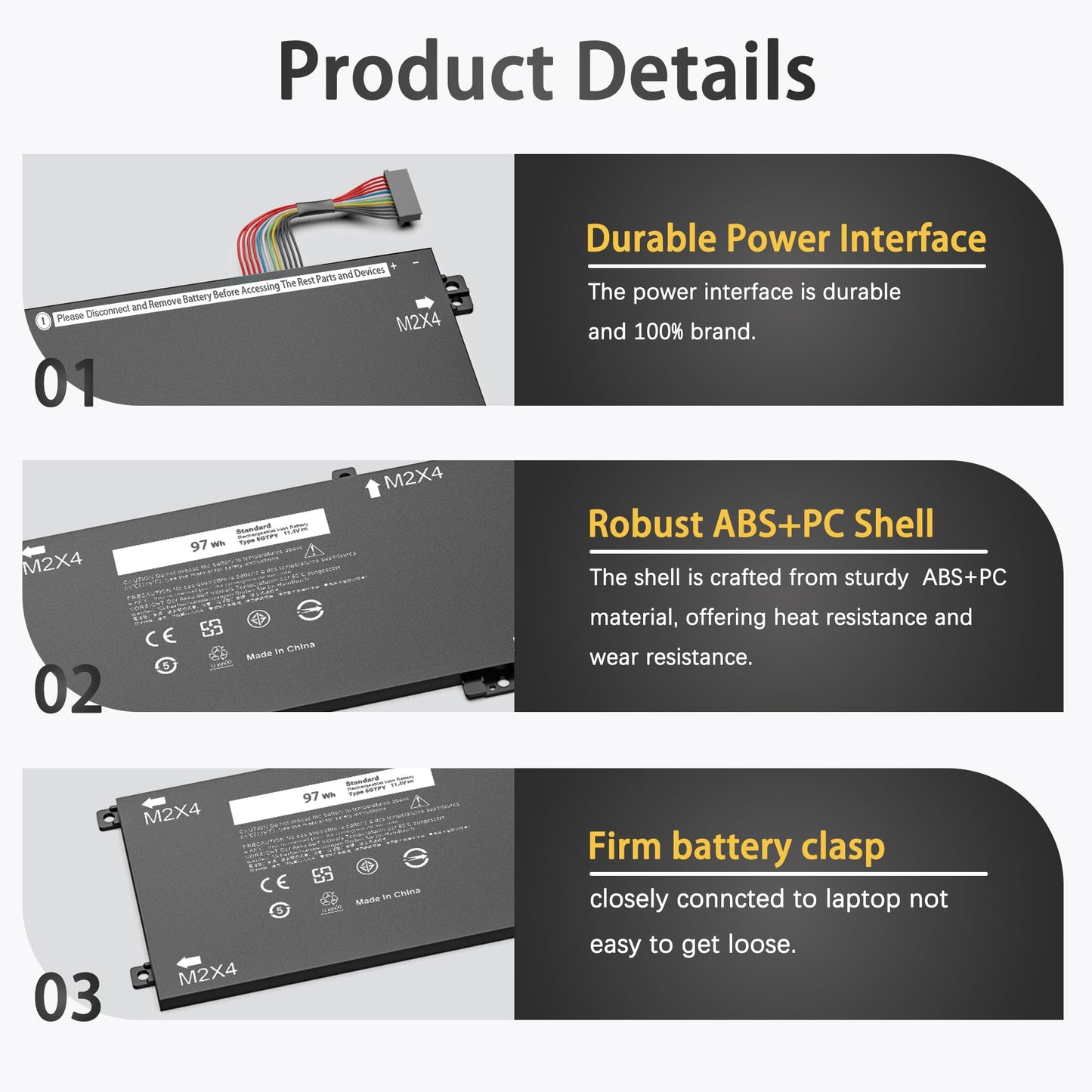SLE-TECH 97Wh 6GTPY Laptop Battery for Dell XPS 15 9550 9560 9570 7590 Vostro 7500 7590 4GVGH 1P6KD 5XJ28 GPM03 P56F Inspiron 15 7500 7501 7590 7591 Precision 5520 5530 5540 5510 6-cell Laptop Battery