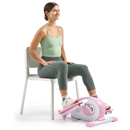 Sunny Health & Fitness Smart Pink Under-Desk Elliptical Trainer, Mini Pedal Exerciser for Home/Office Workout, Portable Machine for Seniors Training, Exclusive Bluetooth Link to SunnyFit App - P2420