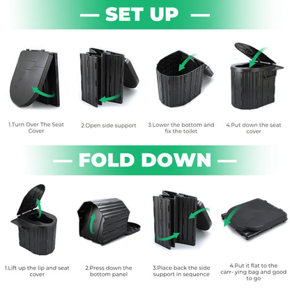 Sckee Camping Toilet, Portable Toilet for Adults, Portable Travel Folding Toilet with Lid and Paper Holder, Compact Potty for Car, Camp Toilet Portable Toilet for Camping, Hiking,Truck, RV, Beach