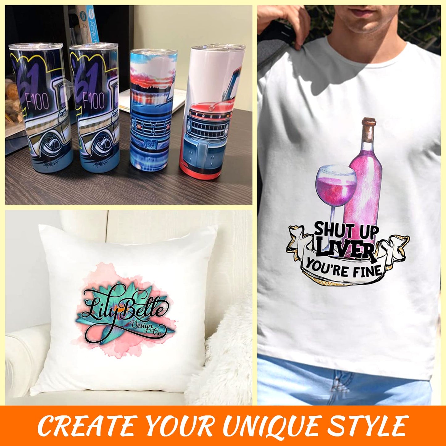 Sublimation Ink for Epson ET2400 ET2720 ET4800 ET-2803 ET-2800 ET-2840 ET-4700 ET-2760 ET-2750 ET-2850 ET-15000 Inkjet Printers Sublimation Ink Refilled Bottles for Heat Transfer Mug T Shirts